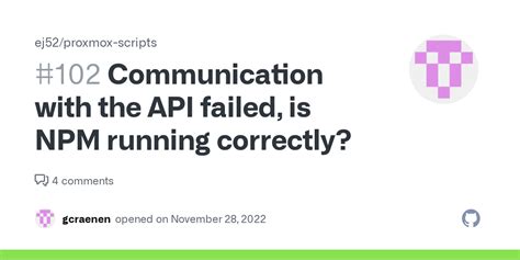 Communication with the API Failed, Is NPM Running Correctly?